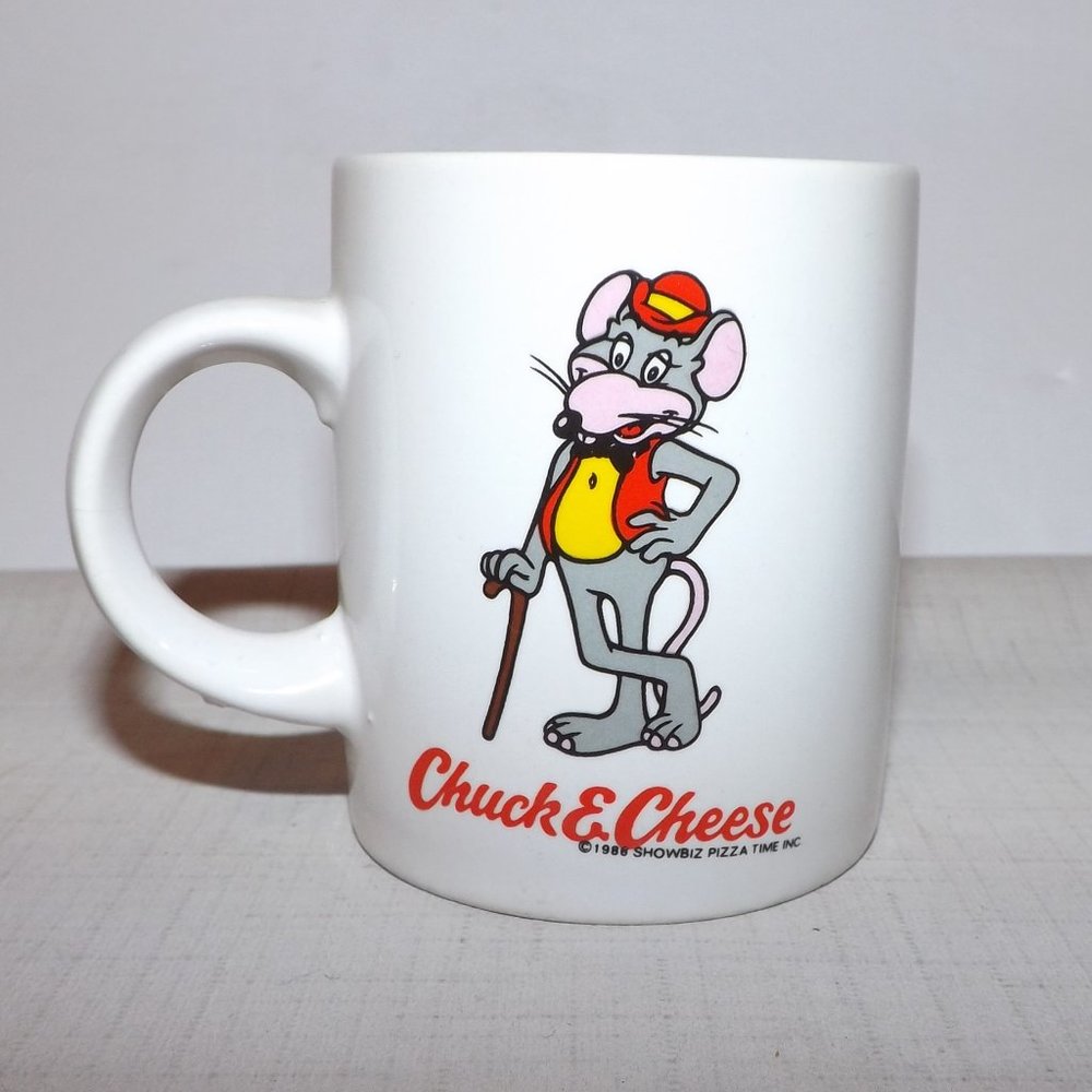 Vintage Chuck E Cheese Mini Souvenir Mug 1986